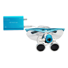 Biru 3.5X420 Mm Dokter Gigi Bedah Gigi Medis Lup Teropong Lup Kaca Optik + Portable LED Lampu Utama Lampu