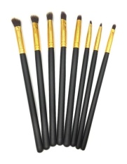 (Hitam Emas) -profesional Kosmetik Makeup Kuas Mata-Eyeshadow Eyeliner Blending Crease Kit-8 Pcs Sikat Makeup Penting- Pensil, Shader, Tapered, Definer-Bertahan Lebih Lama, Aplikasikan Lebih Baik Makeup & Jadikan Anda Terlihat Sempurna! (Black Emas)-Intl