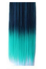 Bluelans® Klip Di Warna-warni Palsu Sintetis Rambut Lurus Cosplay Ekor Kuda Ekstensi Hijau