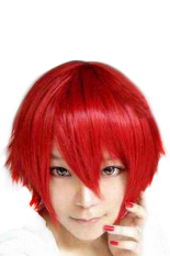 Bluelans® Bang Pendek Pesta Cosplay Wig Yang Lurus (Merah)