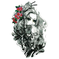 Body Arm Tato Stiker Halloween Horror Skull Ghost Crying Girl Design Temporary Tatto