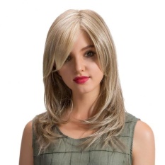 BolehDeals 18 Inches Wanita Medium Lurus Sintetis Wig Lace Front Light Blonde-Intl