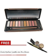 Bos Online - Eyeshadow N5 12Warna & Kuas 1 + Gratis Landbis Eyeliner 2in1 Brown No 3