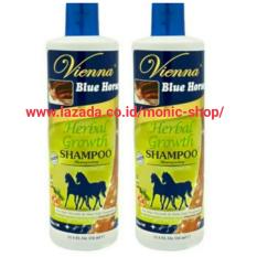 BPOM Vienna Shampoo Blue Horse Herbal Growth / Shampo Kuda / Pemanjang Rambut Kukui Nut Seed Oil - 2 BOTOL
