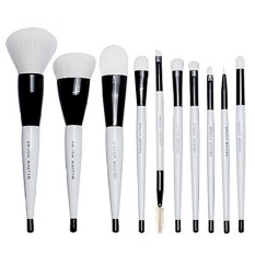 Brush Master 10 Pcs Professional Wooden Handle Sintetis Premium Kabuki Makeup Brushes Set untuk Blending Foundation Blush Conceal-Intl