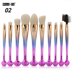 BUY IN COINS MAANGE Baru 10 Pcs Foundation Power Blush Eye Shadow Blending Contour Beauty Makeup Brushes Set Kit Perangkat Kosmetik (02-Pink dan Gold Handle & Rambut Putih) -Intl