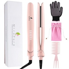 Ceramic Hair Straightener- Professional Infrared Flat Iron 1” with Ceramic Plates for Natural Healthy Silky Hair, Digital Straightening Irons Dual Voltage Auto Shut with Free Heat Resistant Glove and