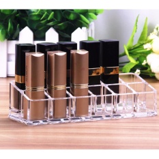 ... Clear Acrylic 12 Lipstick Holder Display Stand Rak Penyimpanan Kosmetik Organizer Kotak Kasus Kontainer untuk Lipstik