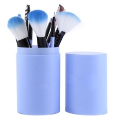 Harga Clearance ASTAR 12 Pcs Riasan Brushes Set Mata Bibir Wajah Hidung Kosmetik Bubuk Foundation Kuas (Biru) -Internasional