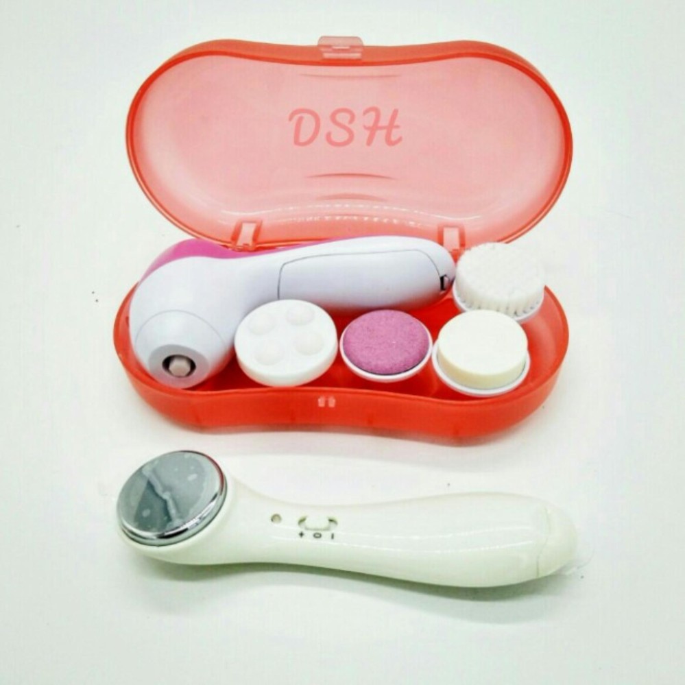 DSH Paket CNAIER 4 in 1 Alat Make Up Perawatan Wajah Dan Kaki Facial Massager Cleanser Dan Setrika Wajah Ion 