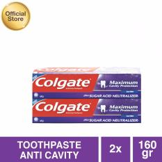 Colgate Maximum Cavity With Sugar Acid Neutralizer Cool Mint Toothpaste/Pasta Gigi 160g - 2 pcs