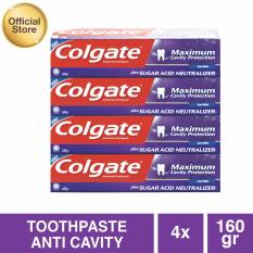 Colgate Maximum Cavity With Sugar Acid Neutralizer Cool Mint Toothpaste/Pasta Gigi 160g - 4 pcs