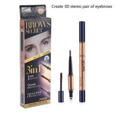 Coobonf 3 In 1 Pensil Alis + Alis Mengisi + Pencelupan Pasta Alis Finis, Tahan Air Alami dan Tahan Lama 3D Alis Set Kosmetik Makeup Tool-2 # Mendalam Coffee-Intl