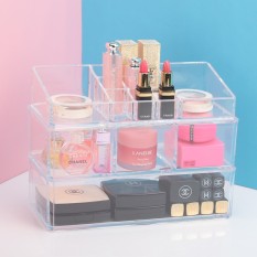 Kosmetik Desktop Penyimpanan Kotak Plastik Transparan Rumah Lipstik Meja Rias Produk Perawatan Kulit Debu Rak-Internasional