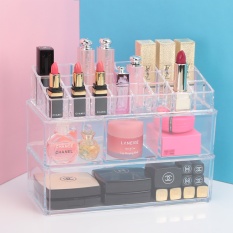 Kosmetik Desktop Kotak Penyimpanan Plastik Transparan Rumah Lipstik Meja Rias Produk Perawatan Kulit Debu Rak, J Paragraf-Intl