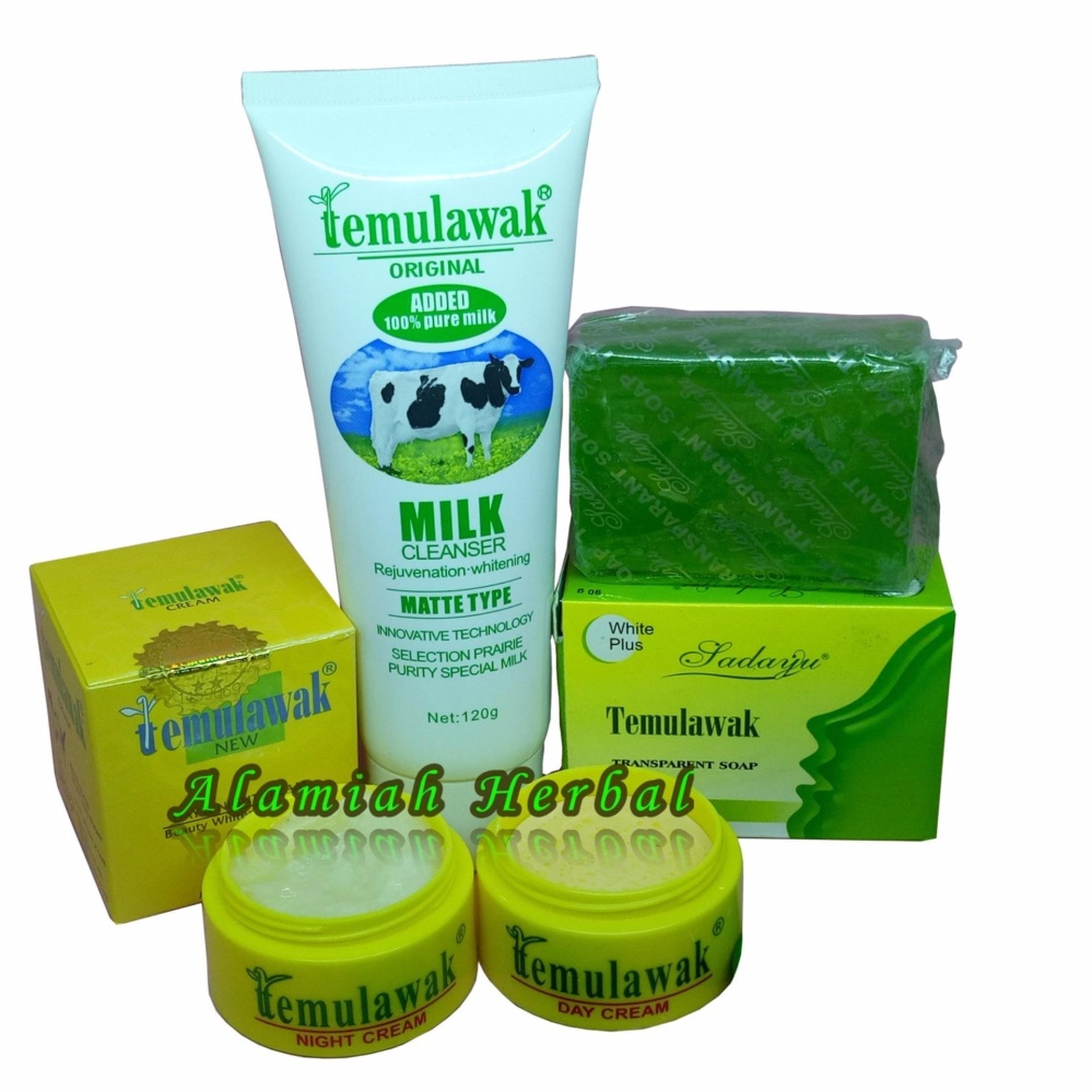 Cream Temulawak Siang malam original PLUS sabun Sadayu HIjau dan Milk cleanser - Paket 2Pcs