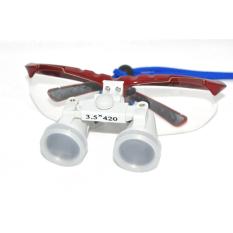 Dokter Gigi MERAH Bedah Gigi Medis Loop Teropong 3.5X420mm Kaca Optik Loupe Red + Case-Intl