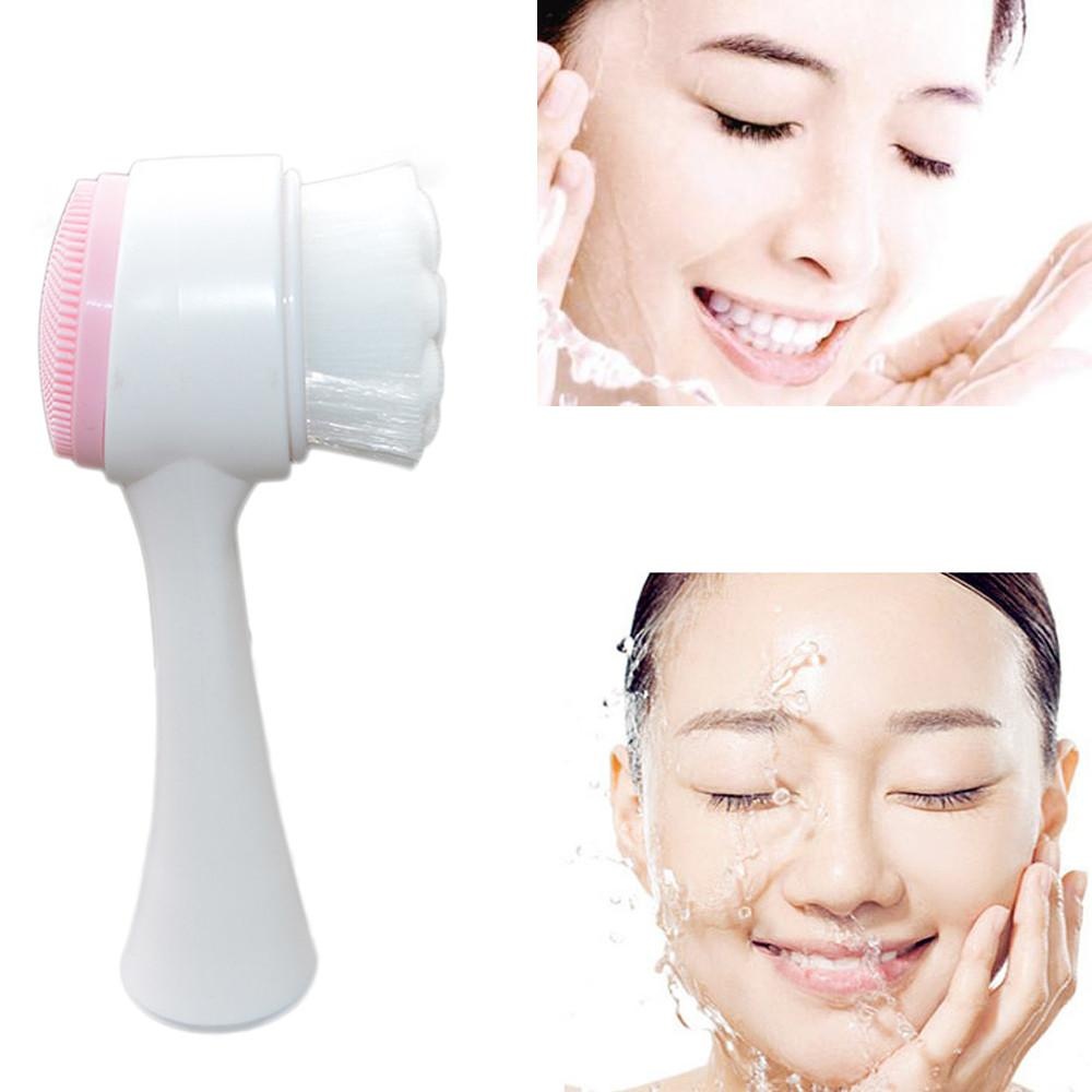 Double Face Skin Cleaning Brush Silicone Facial Brush Cleansing Tool Deep Clean - intl