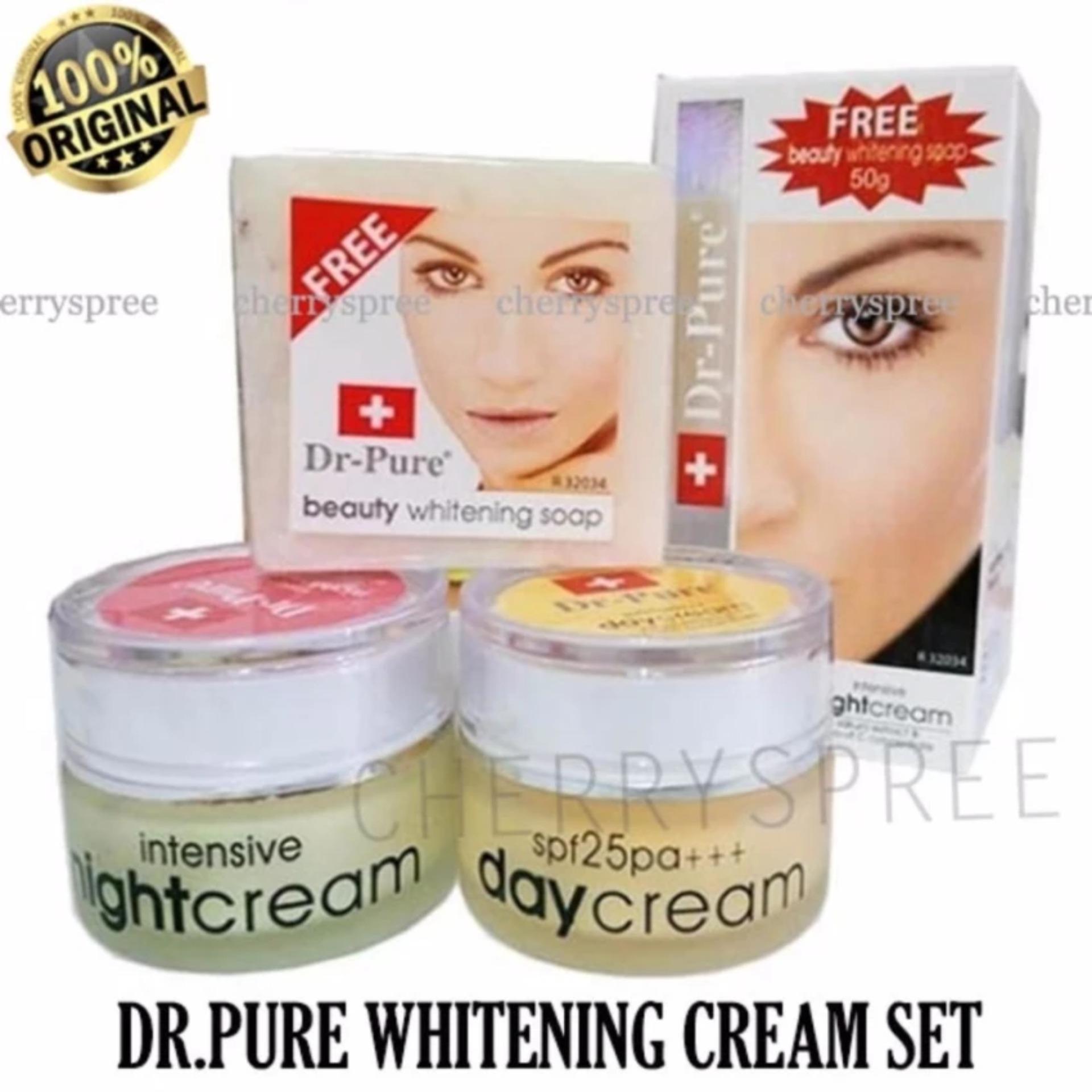 Dr Pure Original Paket Face Whitening Cream BPOM Set Krim Pagi Malam dan Sabun Perawatan Wajah Original Krim Pemutih SPF25 Pencerah Alami Siang Malam