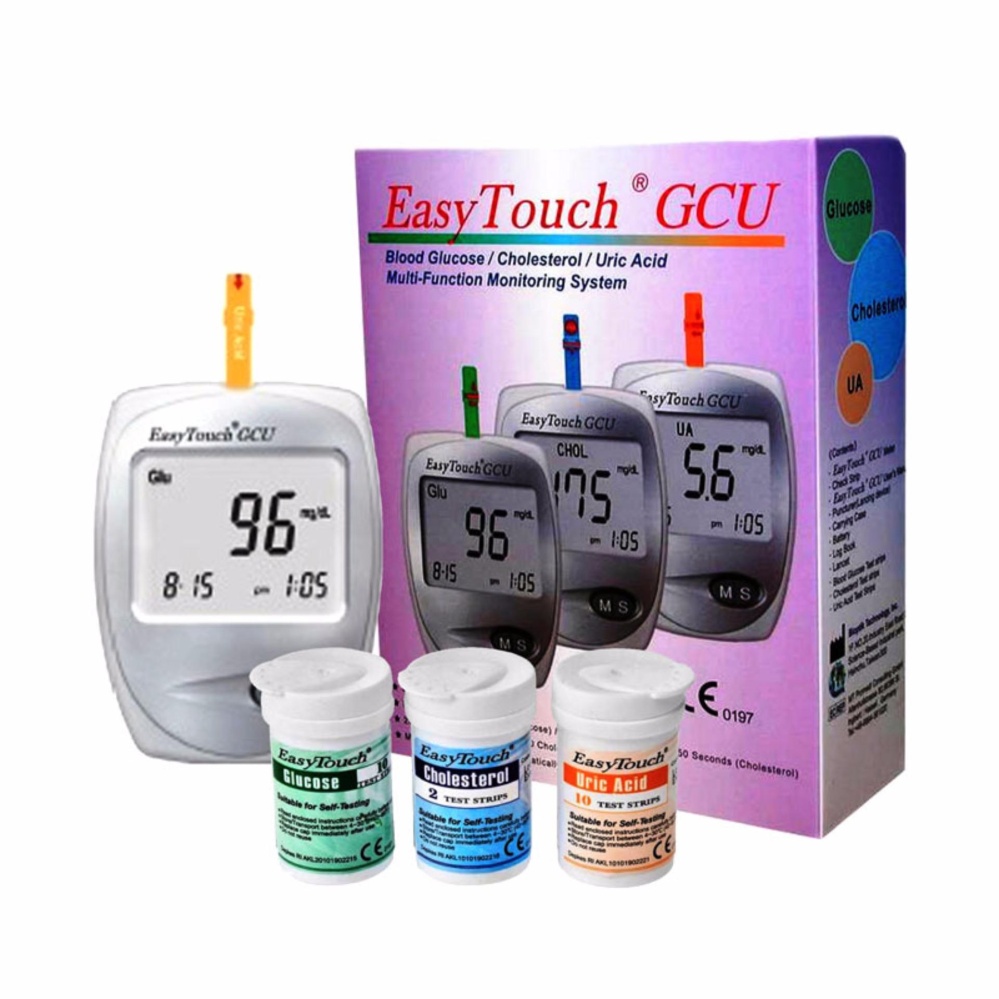 Easy Touch GCU Alat Cek Kolesterol Tes Gula Darah Asam Urat - 3 in 1