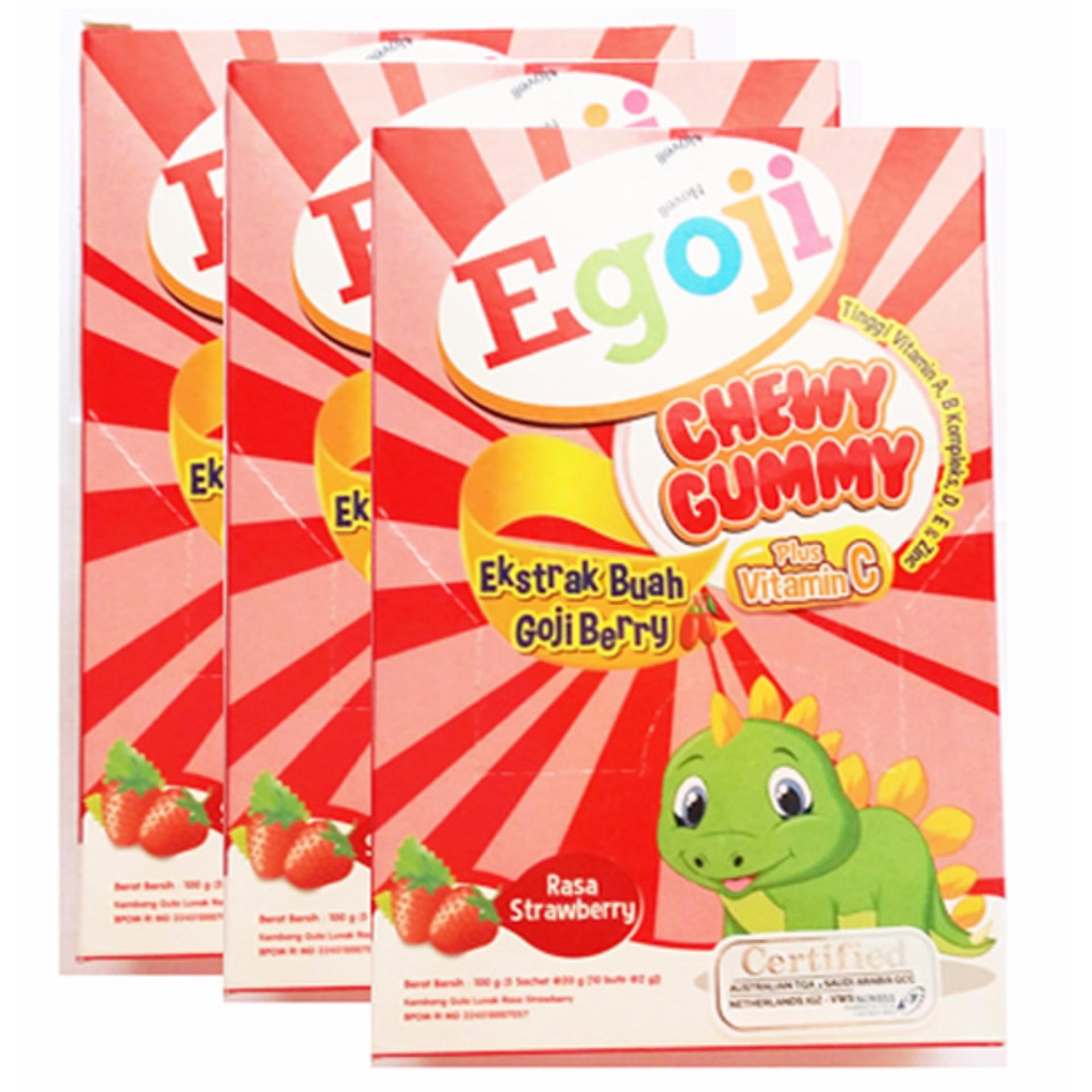 Delin Store - Egoji Chewy Gummy Strawberry 1 Box / Vitamin Anak / Bisa COD