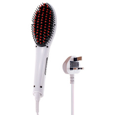 Sisir Pelurus Rambut Listrik (putih) (Inggris Peraturan)