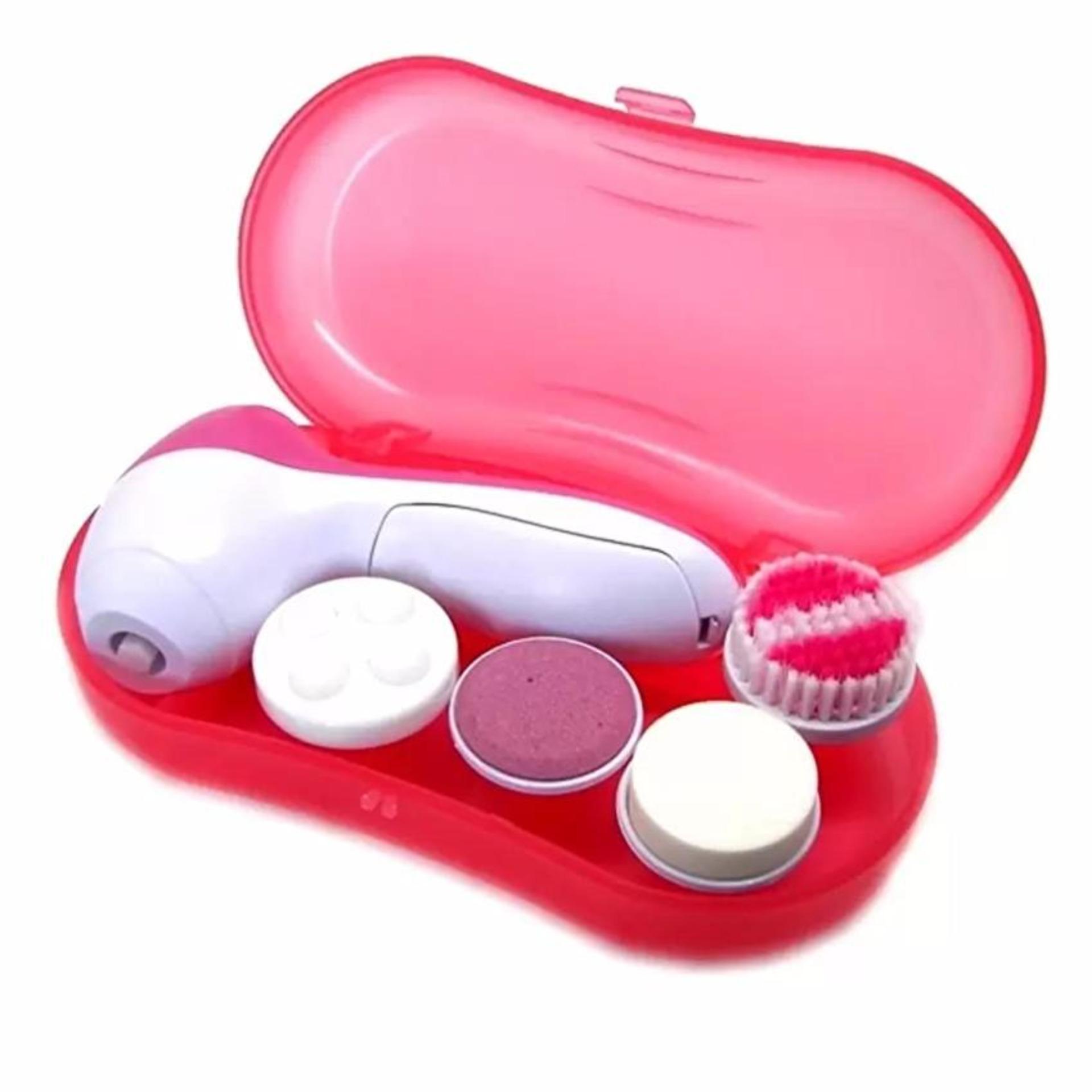 Electric Multifunction Face Facial Cleansing Brush 4 in 1 Cleaning Set / Alat Pembersih Wajah dan Kaki Elektrik - Pink