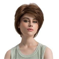 EOZY Fashion Wanita Bob Gaya Rambut Wig Pendek Keriting Tahan Suhu Tinggi Sintetis Rambut Wig Kostum Wig Pesta Wig (brown) -Intl