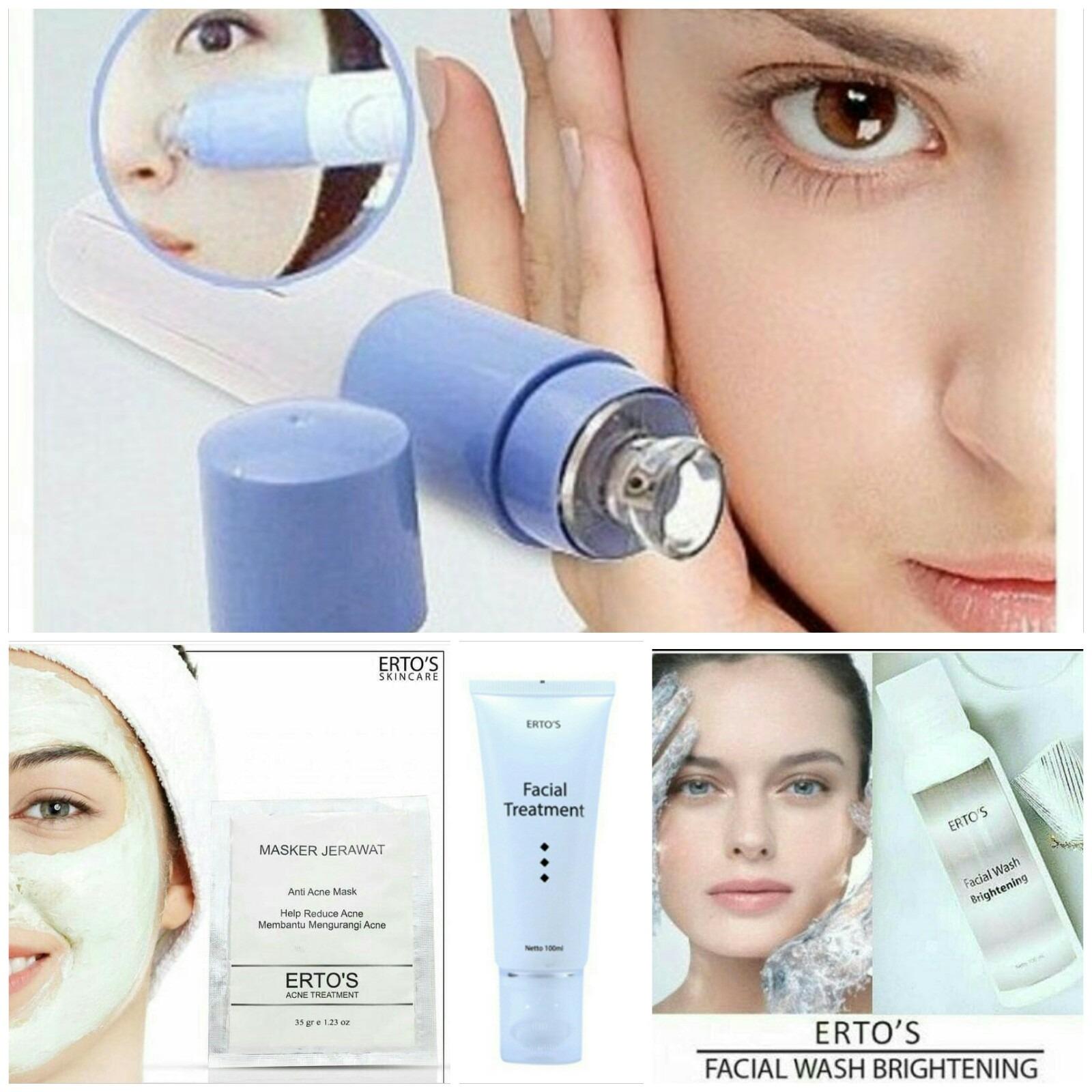 Ertos facial treatment, masker, facial wash + pore cleanser (stok terbatas hub seller dl) - Paket perawatan wajah