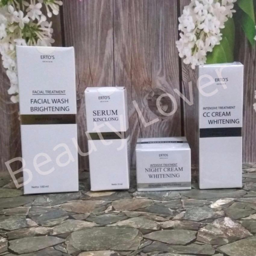 Ertos Paket Whitening 2 (Night Cream + CC Cream +  Facial Wash + Serum Kinclong)