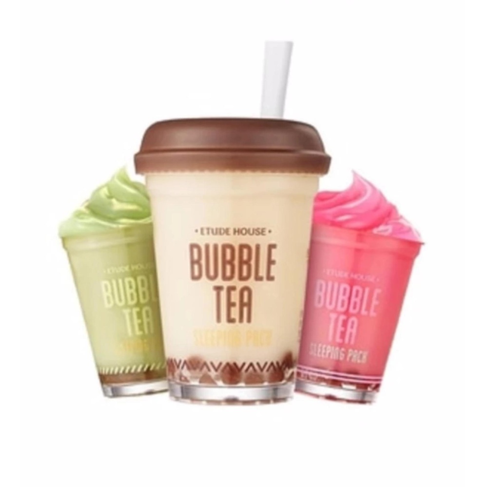 Etude House Bubble Tea Sleeping Pack Face Mask Masker Wajah - Green Tea