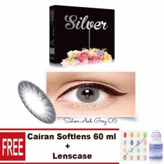 Exoticon X2 Ice Silver Softlens - ASH Grey Free Lenscase + Cairan 60ml