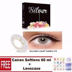 Exoticon X2 Ice Silver Softlens - Light Grey Free Gratis Lenscase + Cairan 60 ml
