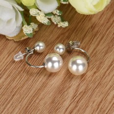 Fashion Crystal Berlian Imitasi Perhiasan Wanita Telinga Anting Stud Double Mutiara-Internasional