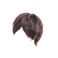 Pria Yang Mengenakan Wig Pendek Fashion Netral Penuh Coklat Gelap (dan Bebas Siaran Langsung Video Live Streaming *) Mulai Mengenakan Wig Cosplay-Intl