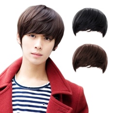 Fashion Pria Tampan Suhu Tinggi Serat Pendek Rambut Lurus Wig dengan Bang untuk Cosplay Party Masquerade Kostum Bola-Intl
