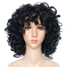 Fashion Sintetis Afro Rambut Keriting Wig Ekstensi For Afrika Wanita Harian Wear Penunjukan Partai