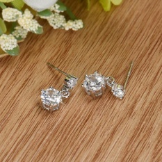 Fashion Wanita Sterling Perak Crystal Rhinestone Pearl Telinga Anting Perhiasan-Intl