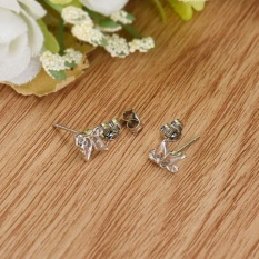 Fashion Wanita Sterling Perak Crystal Rhinestone Pearl Telinga Anting Perhiasan-Intl