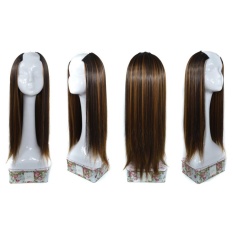 Fashiondeal Women Straight Weft Synthetic Hair U Part Lace Wig Lifelike Human Hair - intl