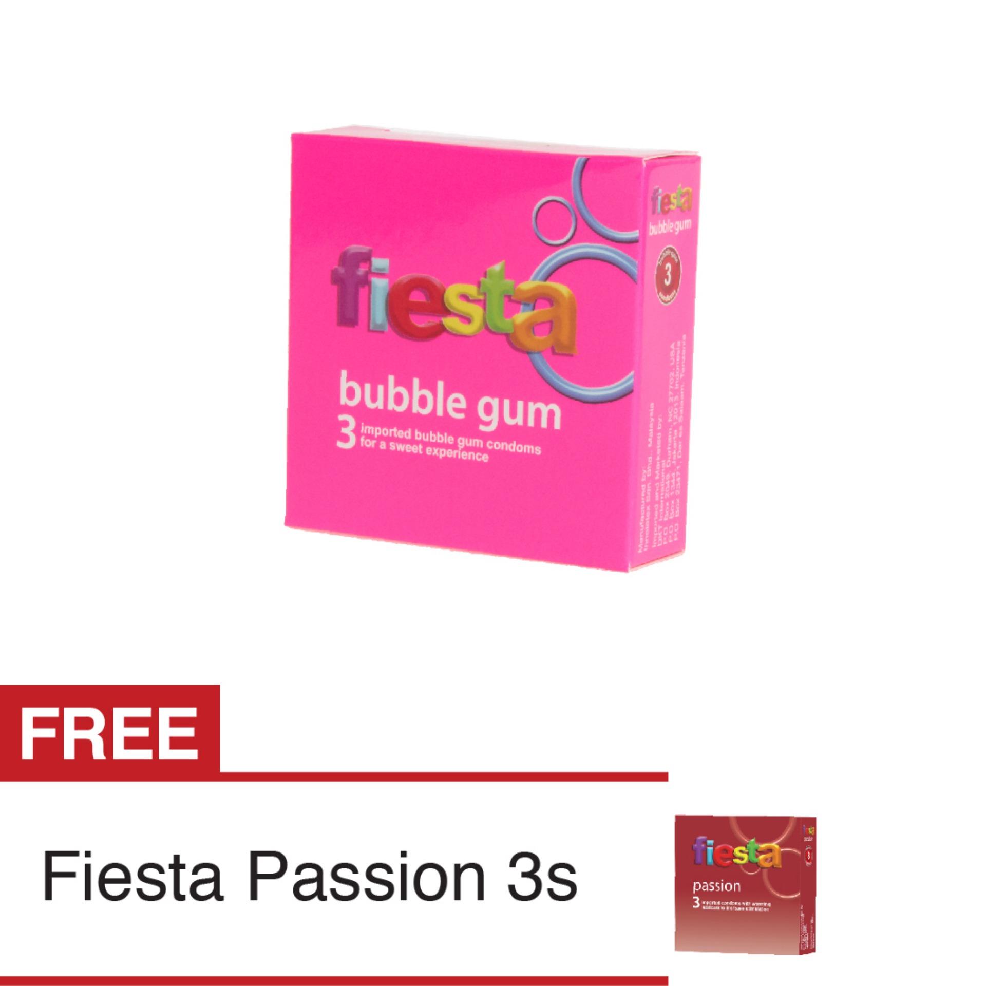 Fiesta Kondom Bubble Gum Isi 3 - Free Kondom Passion Isi 3