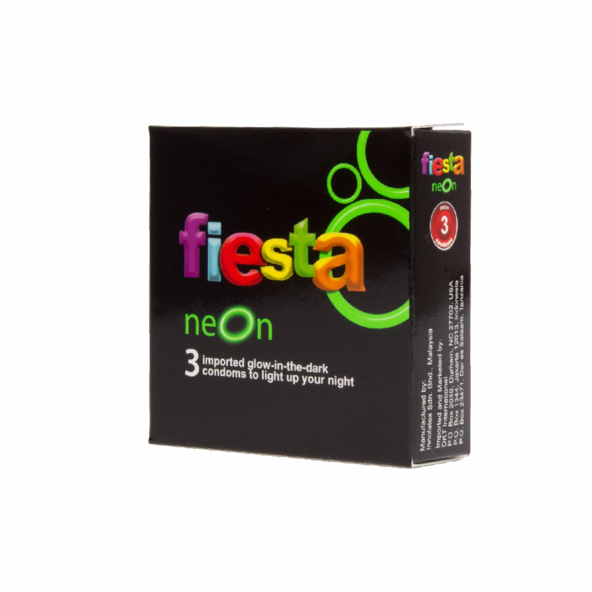 Fiesta Kondom Neon Isi 3 - Alat Kontrasepsi Glow in the Dark