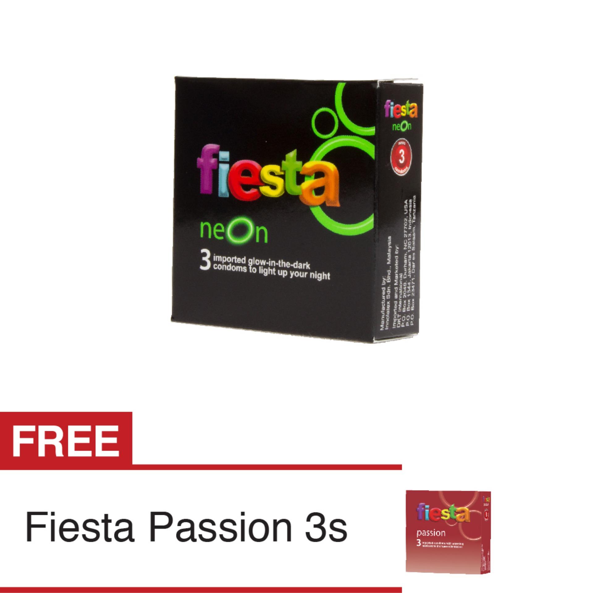 Fiesta Kondom Neon Isi 3 - Free Kondom Passion Isi 3