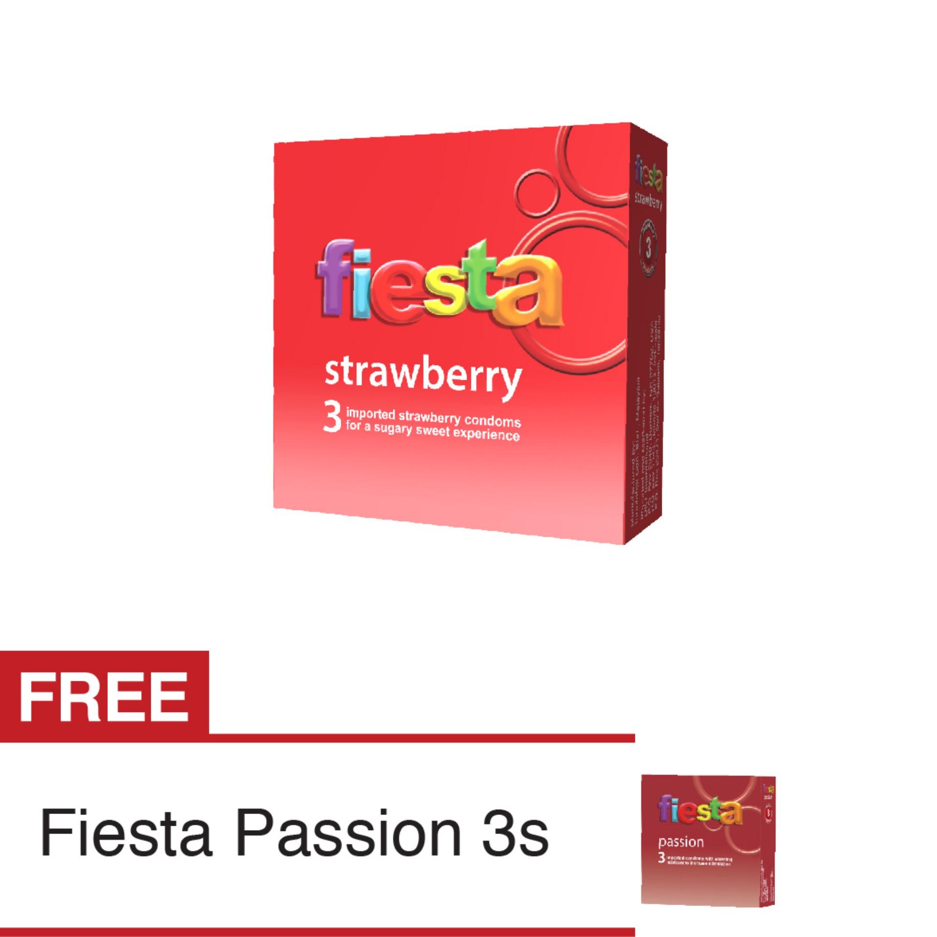 Fiesta Kondom Strawberry Isi 3 - Free Kondom Passion Isi 3