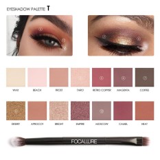 FOCALLURE 14 Warna Pearlized Warna Eyeshadow Powder Eye Shadow Palette Set-Intl