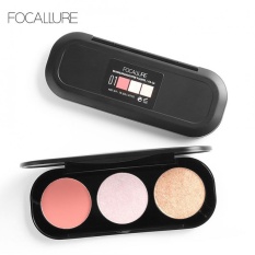 Focallure 3 Warna Highlighter Blush Palet Bronzer Bayangan Kontur Rias Bedak Wajah Bubuk #3-Intl