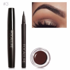 FOCALLURE Pro 3 Pcs Mata Penggunaan Riasan Harian Hitam Eyeliner Maskara dan Alis Cream 03-Internasional