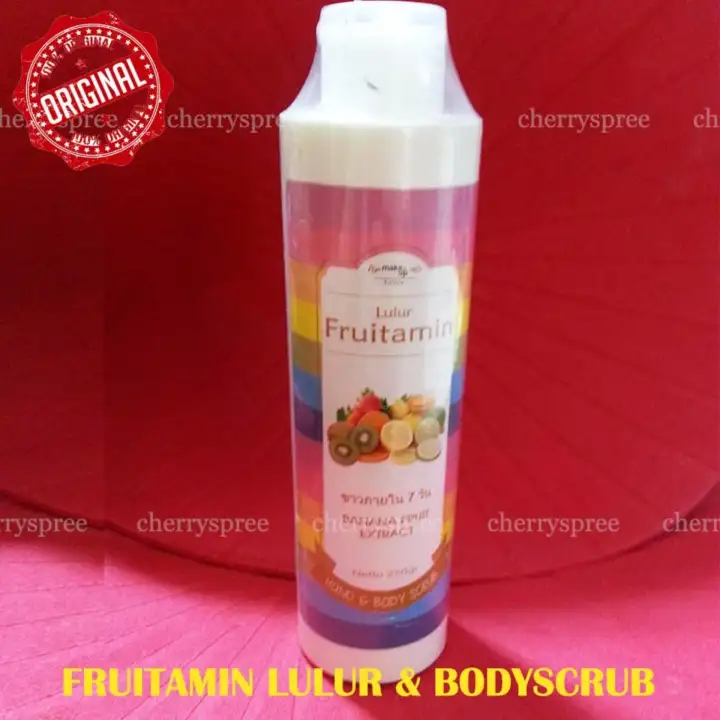 Fruitamin Lulur Bodyscrub Perawatan Pemutih Kulit Badan Jadi Halus Putih Segar Ekstrak Buah Alami Varian Banana Pisang Bpom 250ml Lazada Indonesia