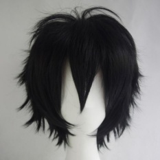 GETEK Pria Wanita Rambut Lurus Pendek Wig Cosplay Party Anime Full Wig Warna-Intl