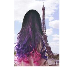 Girl's Wave Curly Clip Hair Piece Colorful Gradient Ombre Hairpieces Extension Rose-Dark Purple